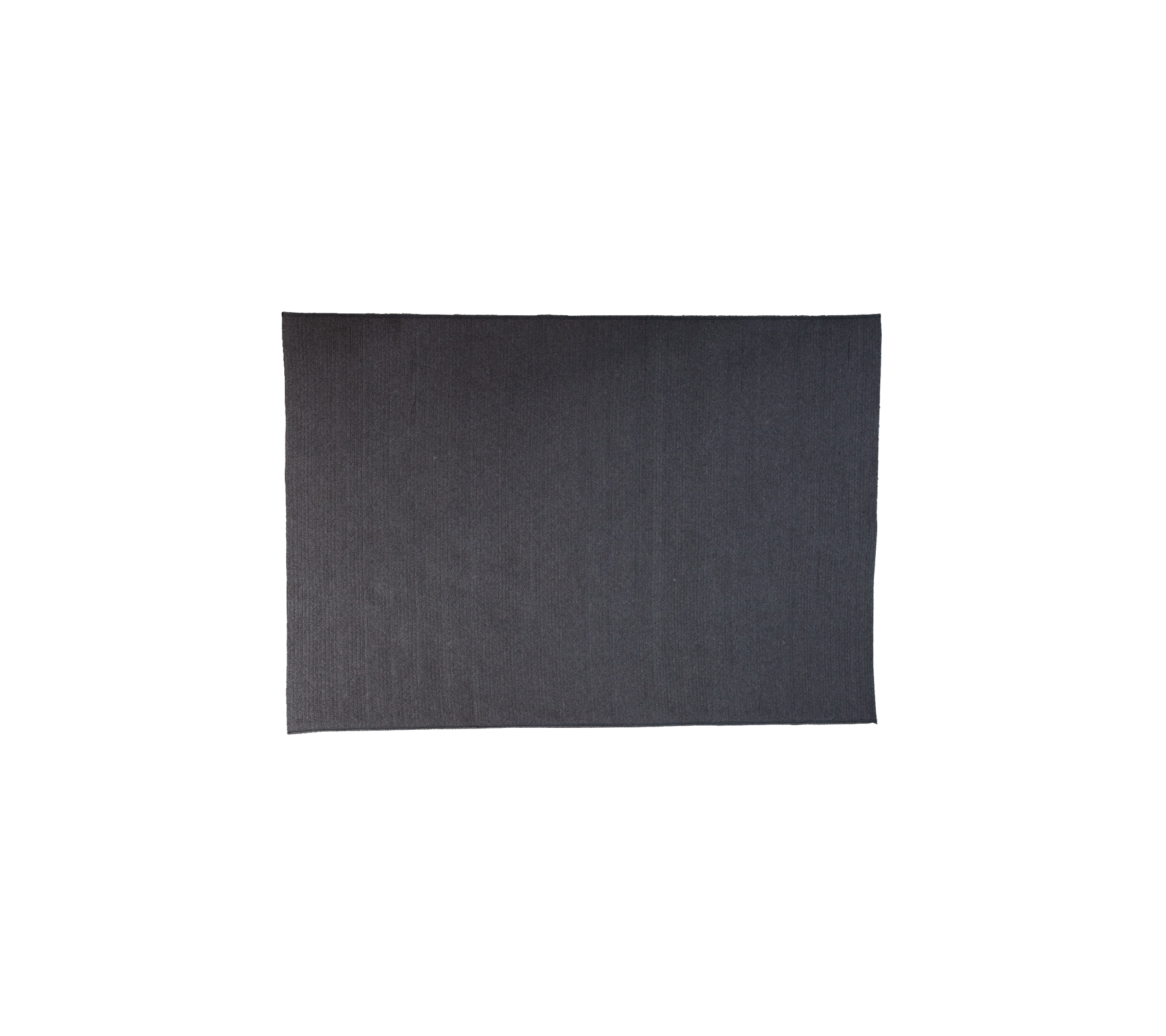 Mørkegrå, rund utendørs matte kalt Circle med et enkelt og elegant flatt weave-design, som måler 240 x 170 cm.