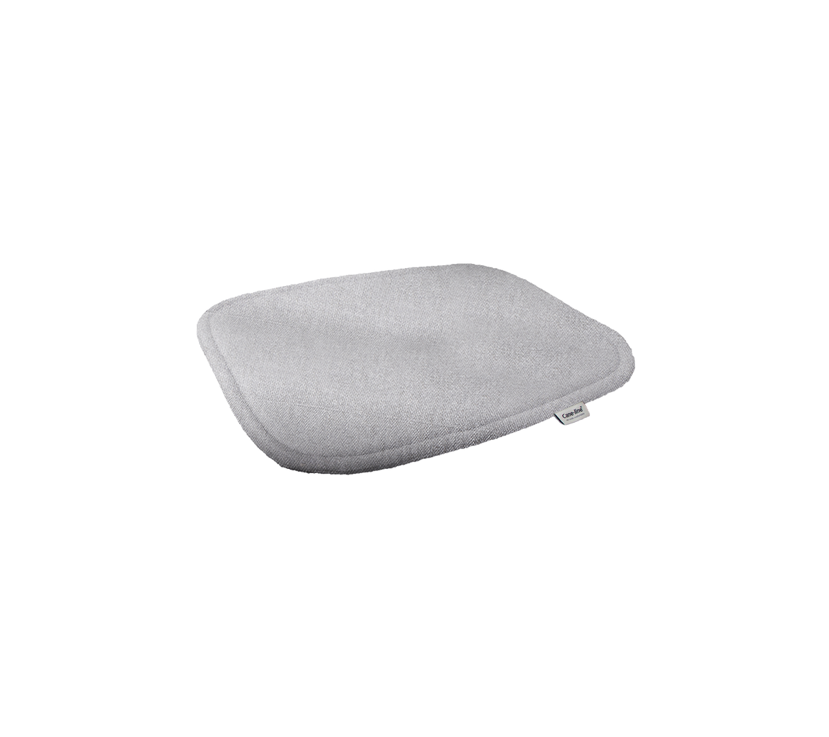Grå pute med en jevn tekstur, designet for komfort og støtte i ulike sitteordninger.
