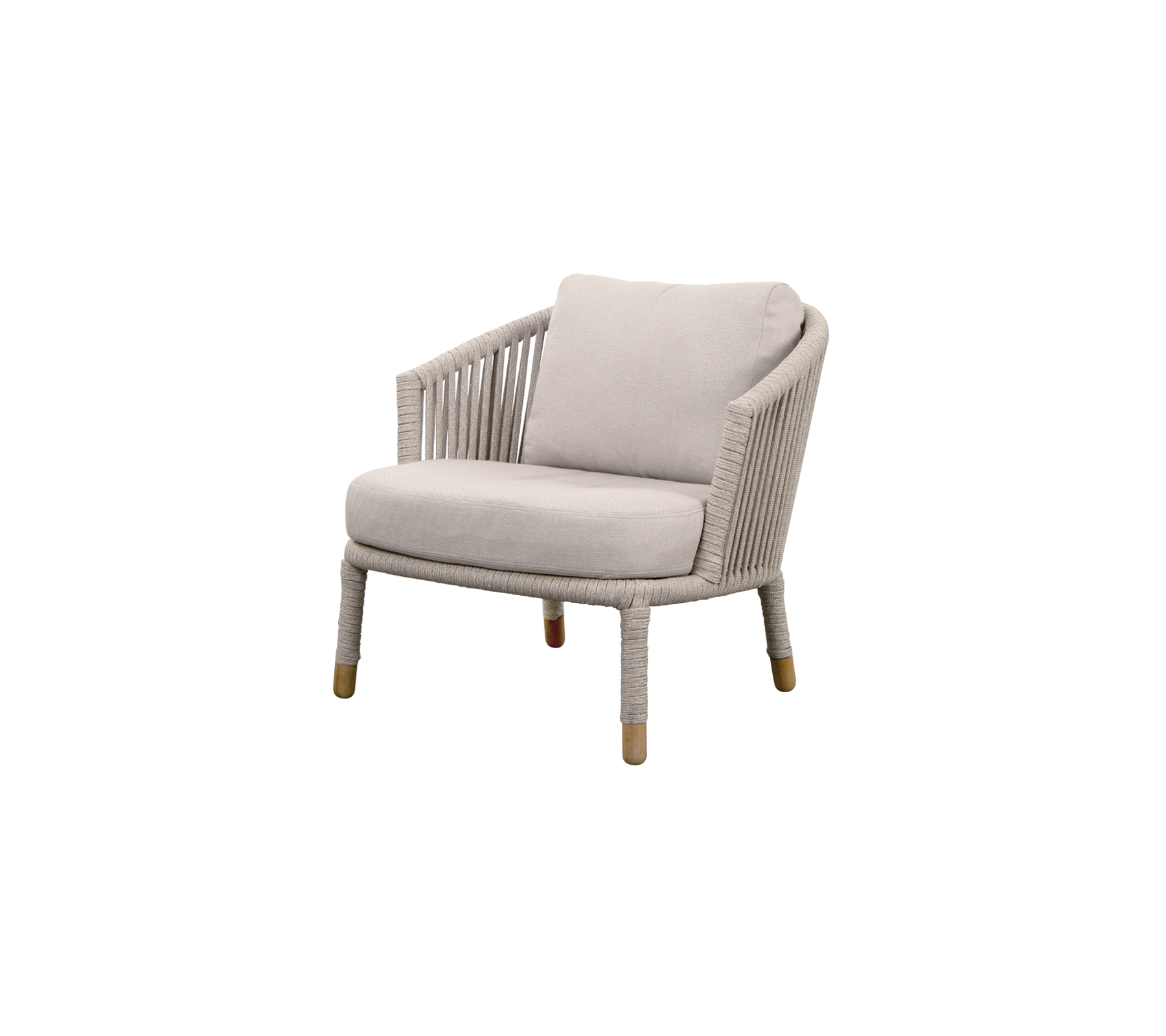 Stilig stol med et komfortabelt pute, med et vevd design og robuste ben for et moderne utseende. Ideell for avslapning.