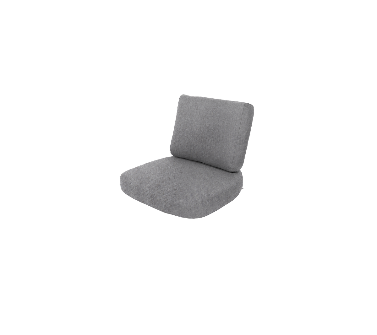 Grå polstret stol med et enkelt design, som har en komfortabel ryggstøtte og sitteflate for avslapning.
