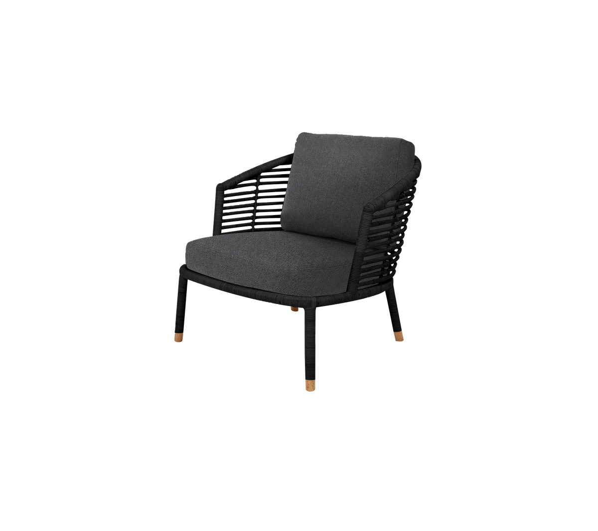 Stilig stol med moderne design som har en flettet ryggstøtte og myk pute, perfekt for komfort og eleganse.