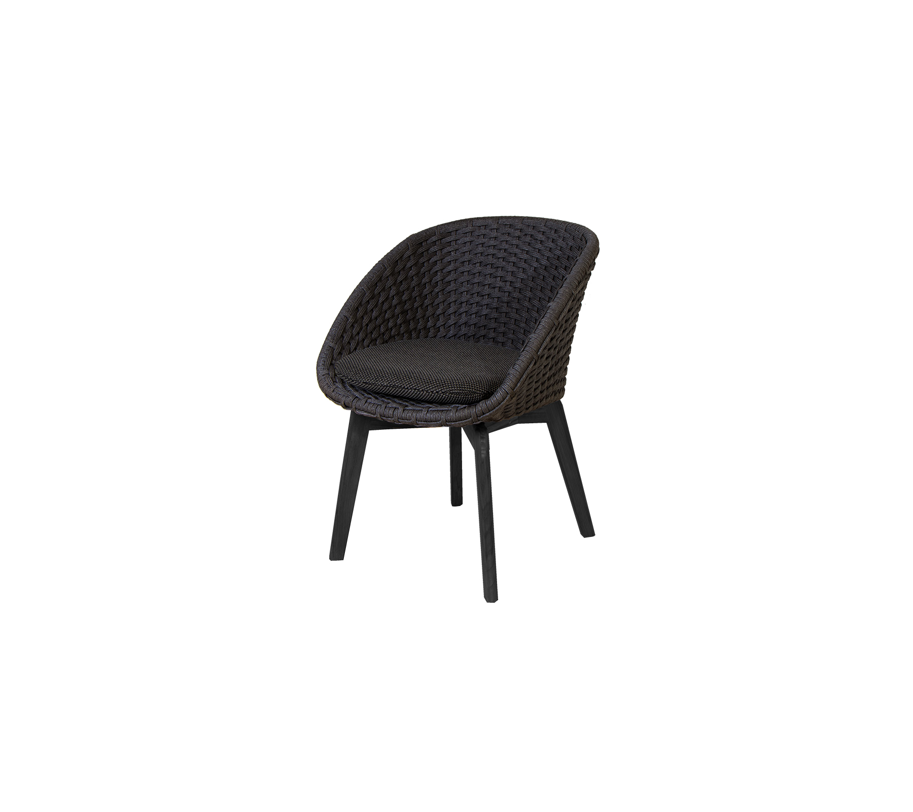 Stilfullt vevd stol med et komfortabelt sete, som har et slankt design og robuste ben i en mørk finish. Perfekt for moderne rom.