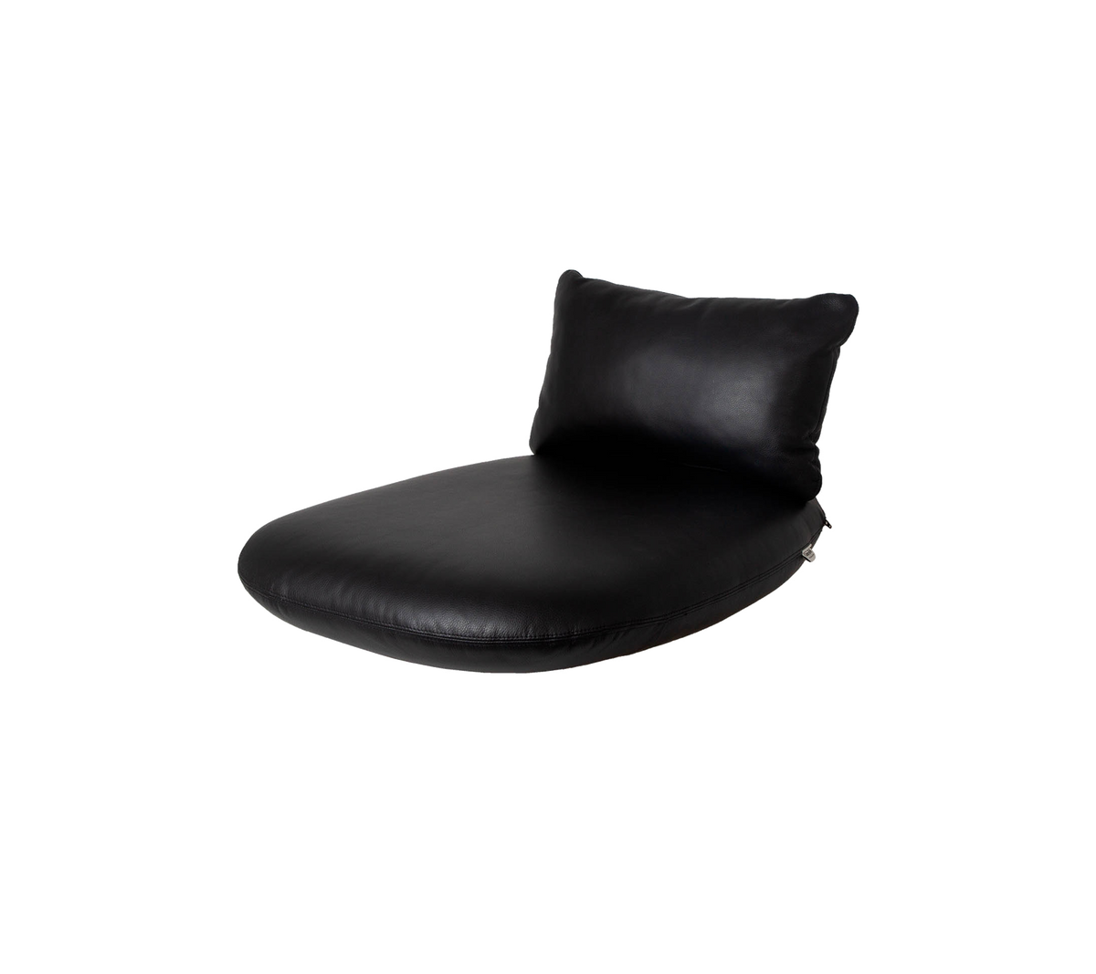 Svart polstret loungestol med støttende rygg, designet for komfort og stil i ulike omgivelser.