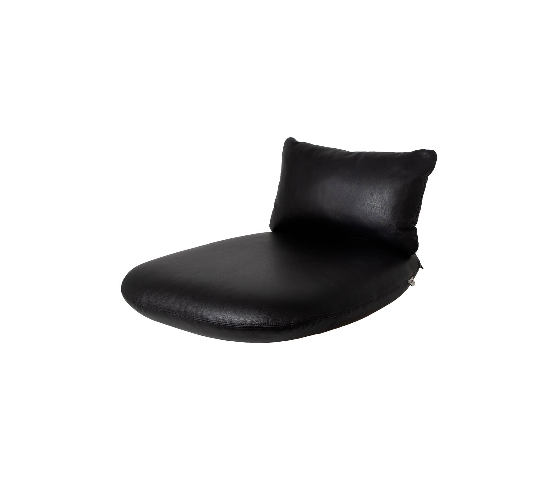 Svart polstret loungestol med støttende rygg, designet for komfort og stil i ulike omgivelser.