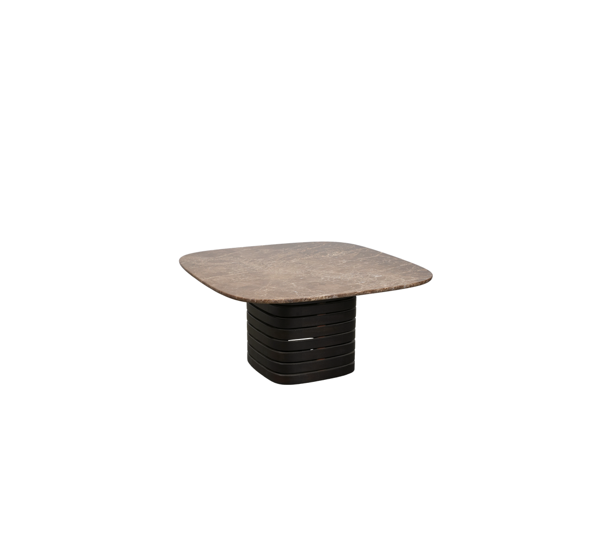 Moderne mørkebrunt bord med et unikt design.