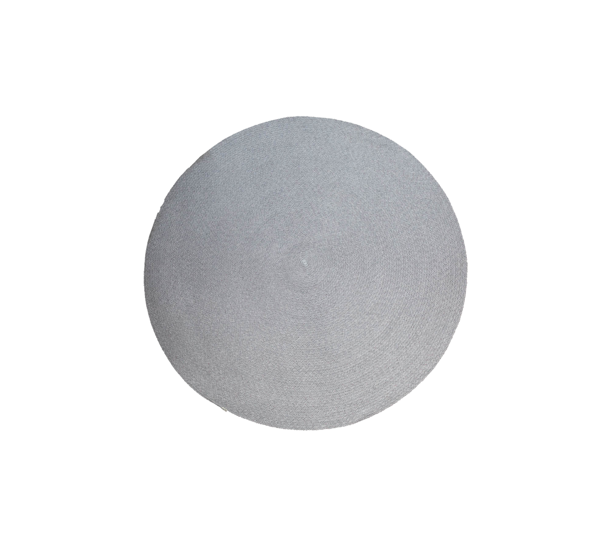 Prikket ute teppe, 140 cm i diameter, flerfarget med et virvelmønster, laget av Cane-line Soft Rope. Enkelt og elegant flatvevd design for utendørs områder.