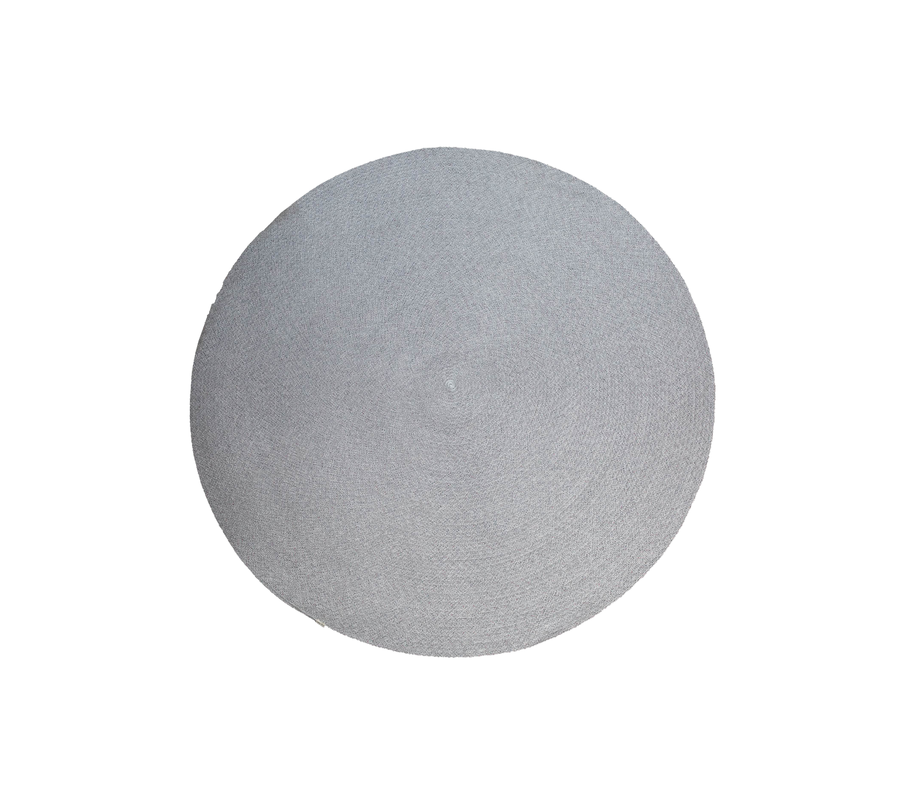 Prikket utendørsteppe, 200 cm i diameter, flerfarget med et spiralmønster, laget av Cane-line Soft Rope. Enkelt og elegant flatt vevdesign.