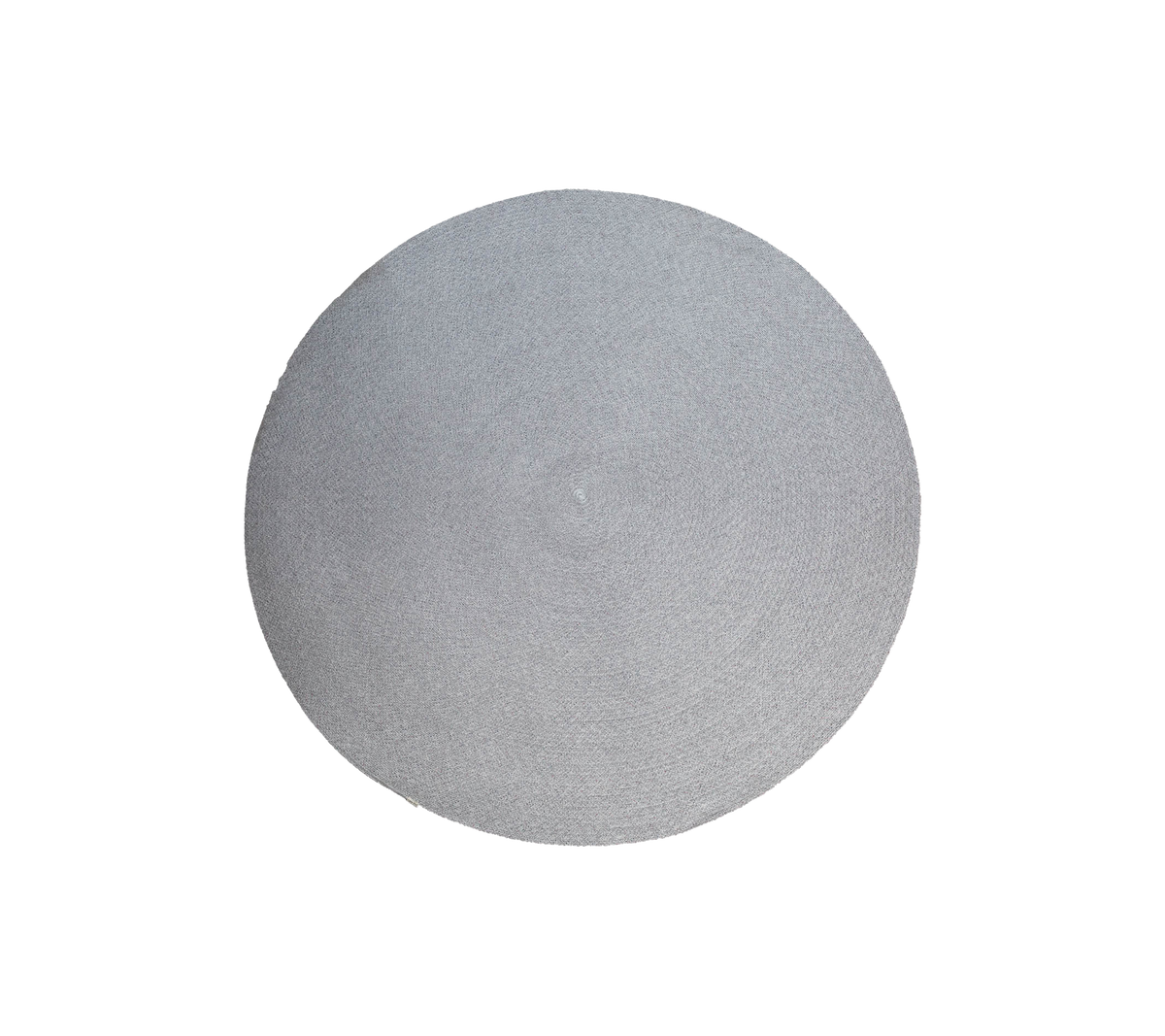 Prikket utendørsteppe, 200 cm i diameter, flerfarget med et spiralmønster, laget av Cane-line Soft Rope. Enkelt og elegant flatt vevdesign.