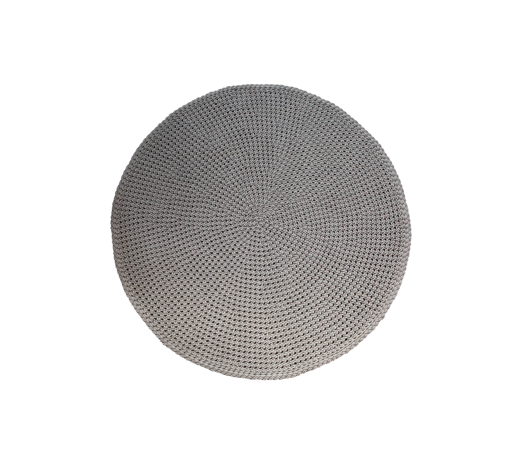 Rund taupe teppe, 200 cm i diameter, med teksturert overflate og middels flette-design, laget av Cane-line Soft Rope.