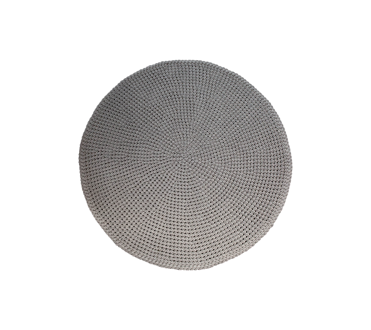 Rund taupe teppe, 200 cm i diameter, med teksturert overflate og middels flette-design, laget av Cane-line Soft Rope.