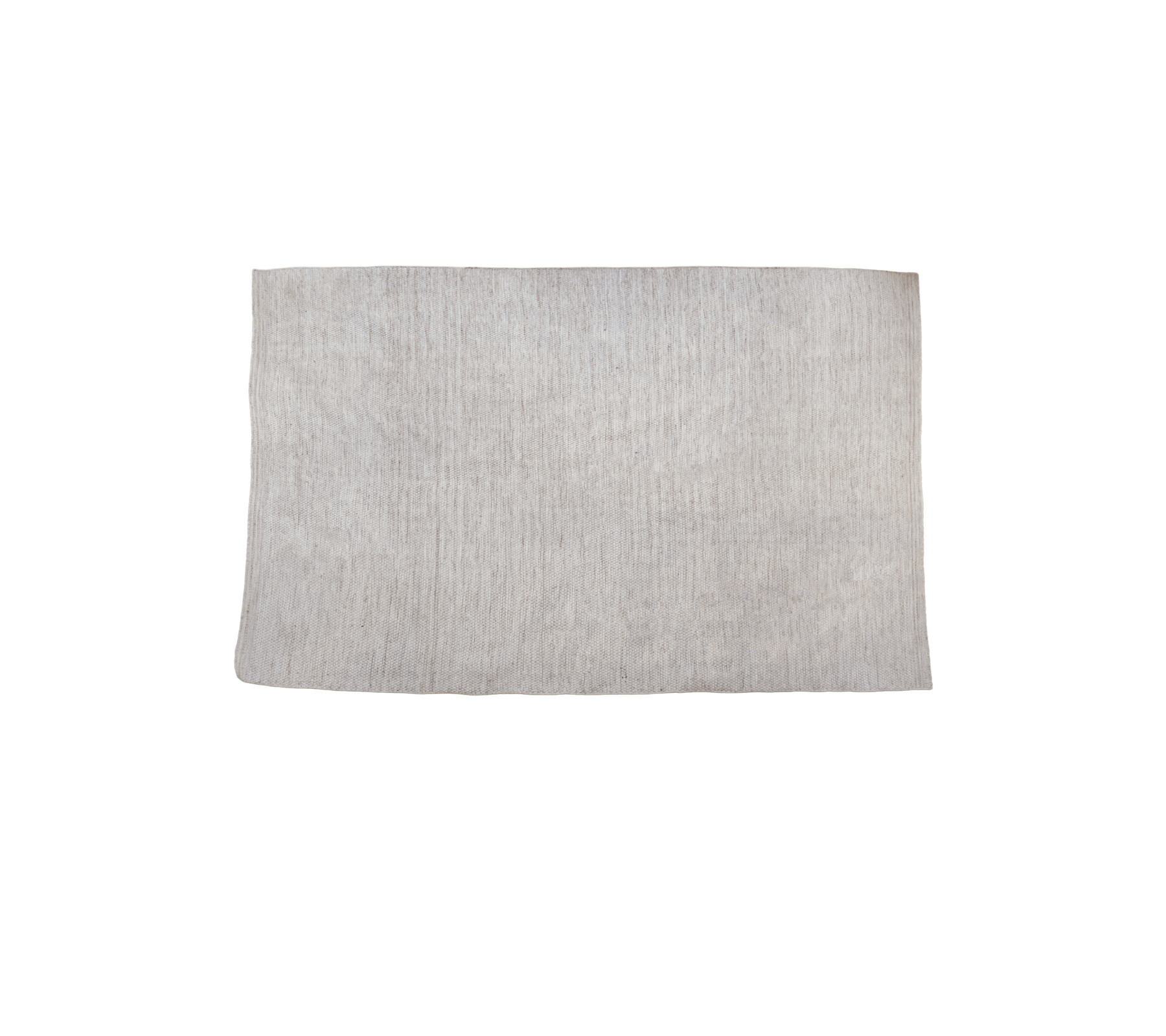 Flerfarget teppe i en sandtone med teksturert overflate.