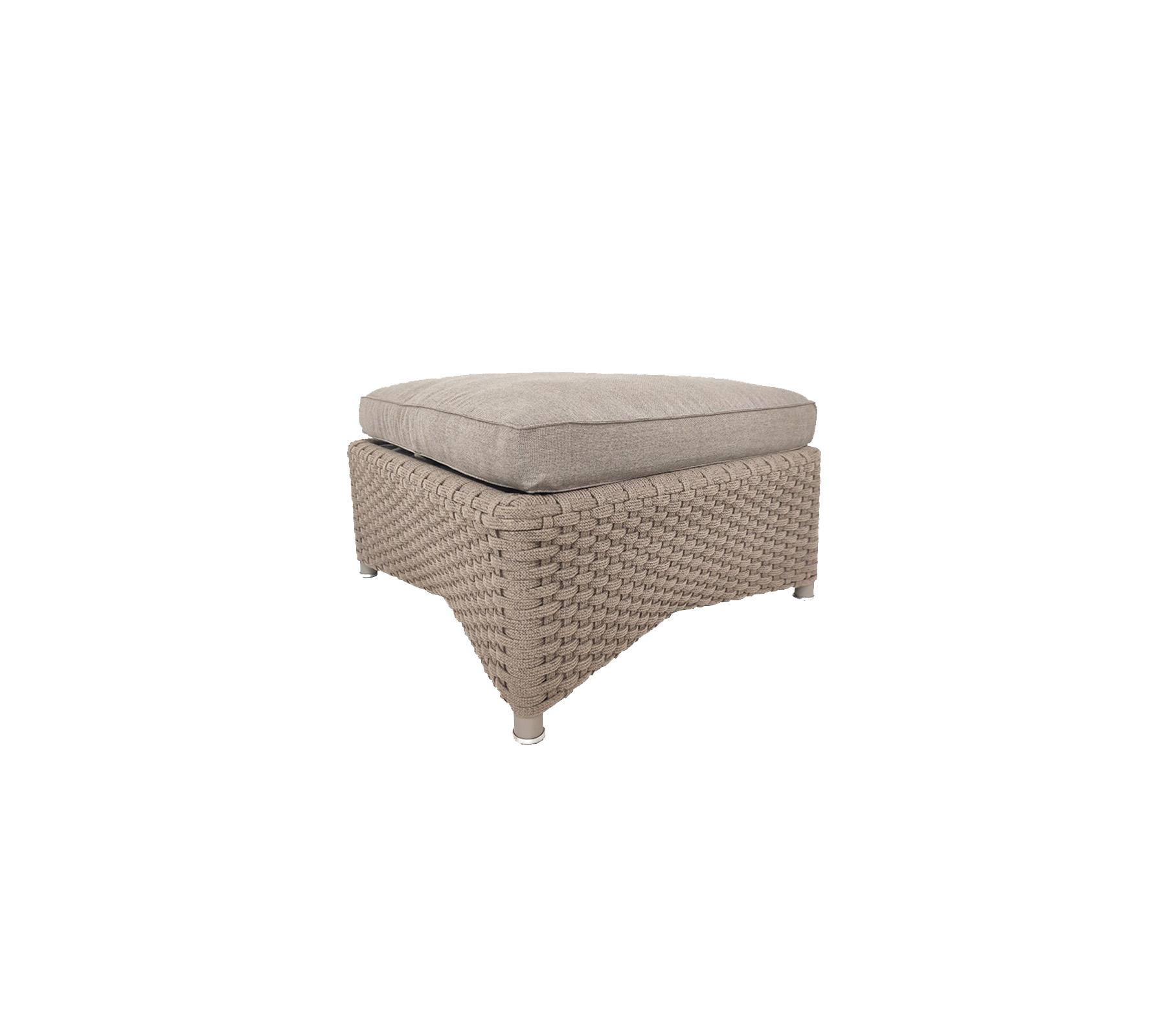 Lys beige vevd ottoman med en polstret topp, med et teksturert design og solid base for ekstra komfort og stil.