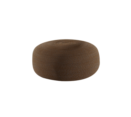 Rund, teksturert pute i en varm brun tone, designet for komfort og stil.