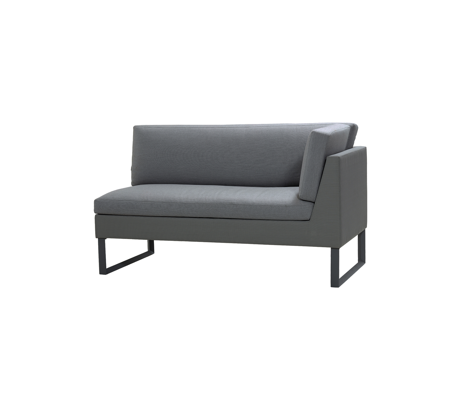 Moderne to-seters sofa i en slank grå tekstil med minimalistiske metallben og et samtidsdesign, ideell for stilfull sittestilling.
