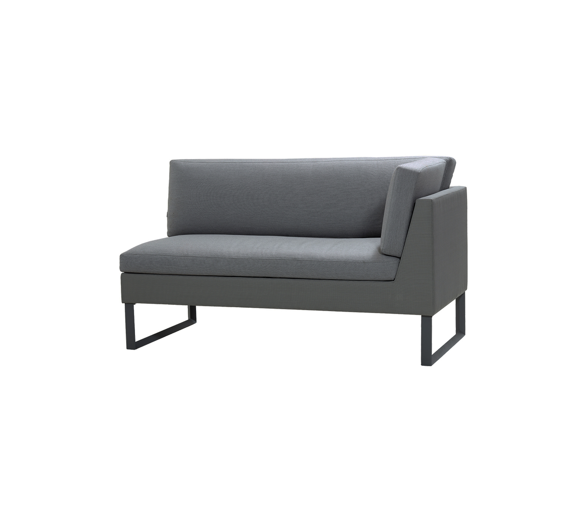 Moderne to-seters sofa i en slank grå tekstil med minimalistiske metallben og et samtidsdesign, ideell for stilfull sittestilling.