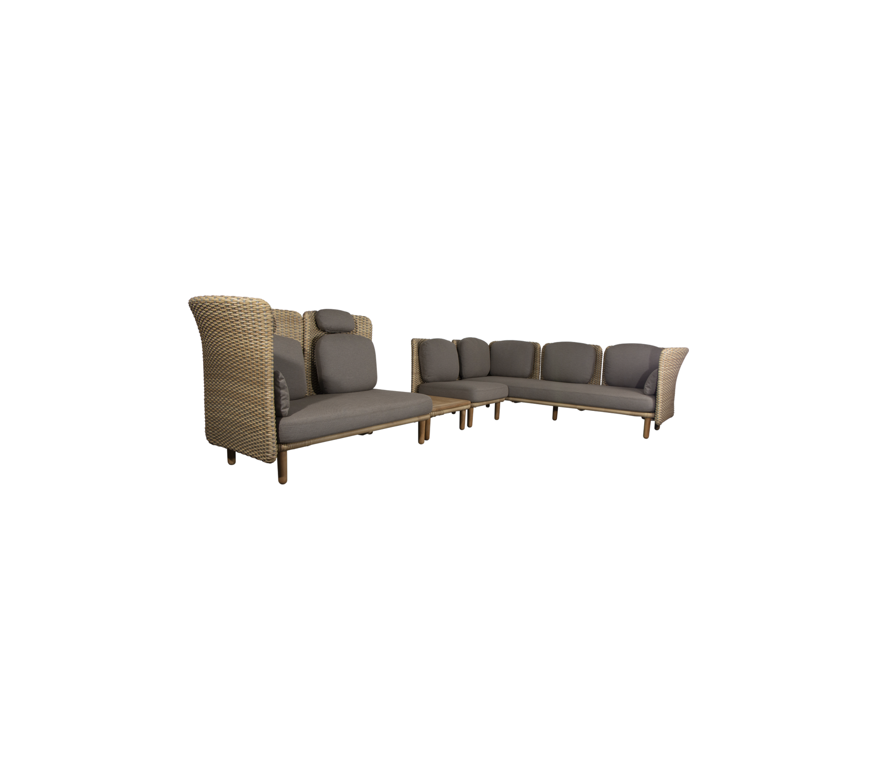 Arch hjørnesofa m/ lav+høy arm/ryggstøtte & bord