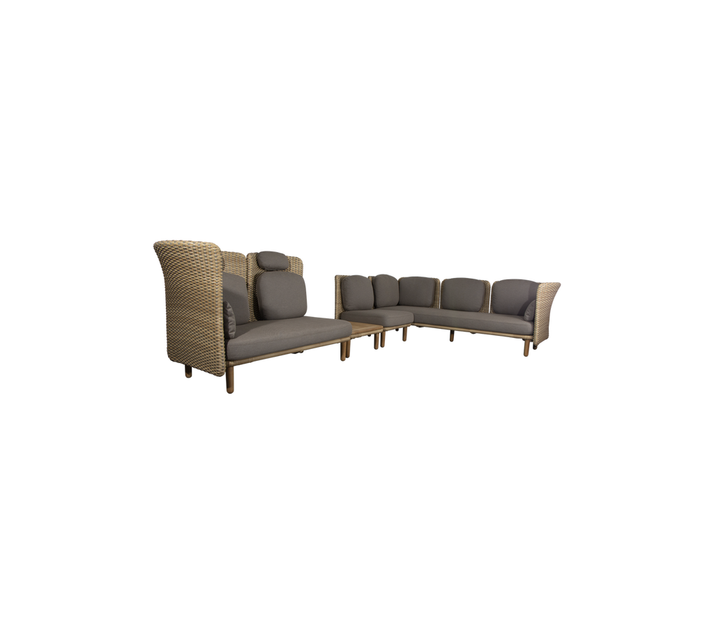 Arch hjørnesofa m/ lav+høy arm/ryggstøtte & bord