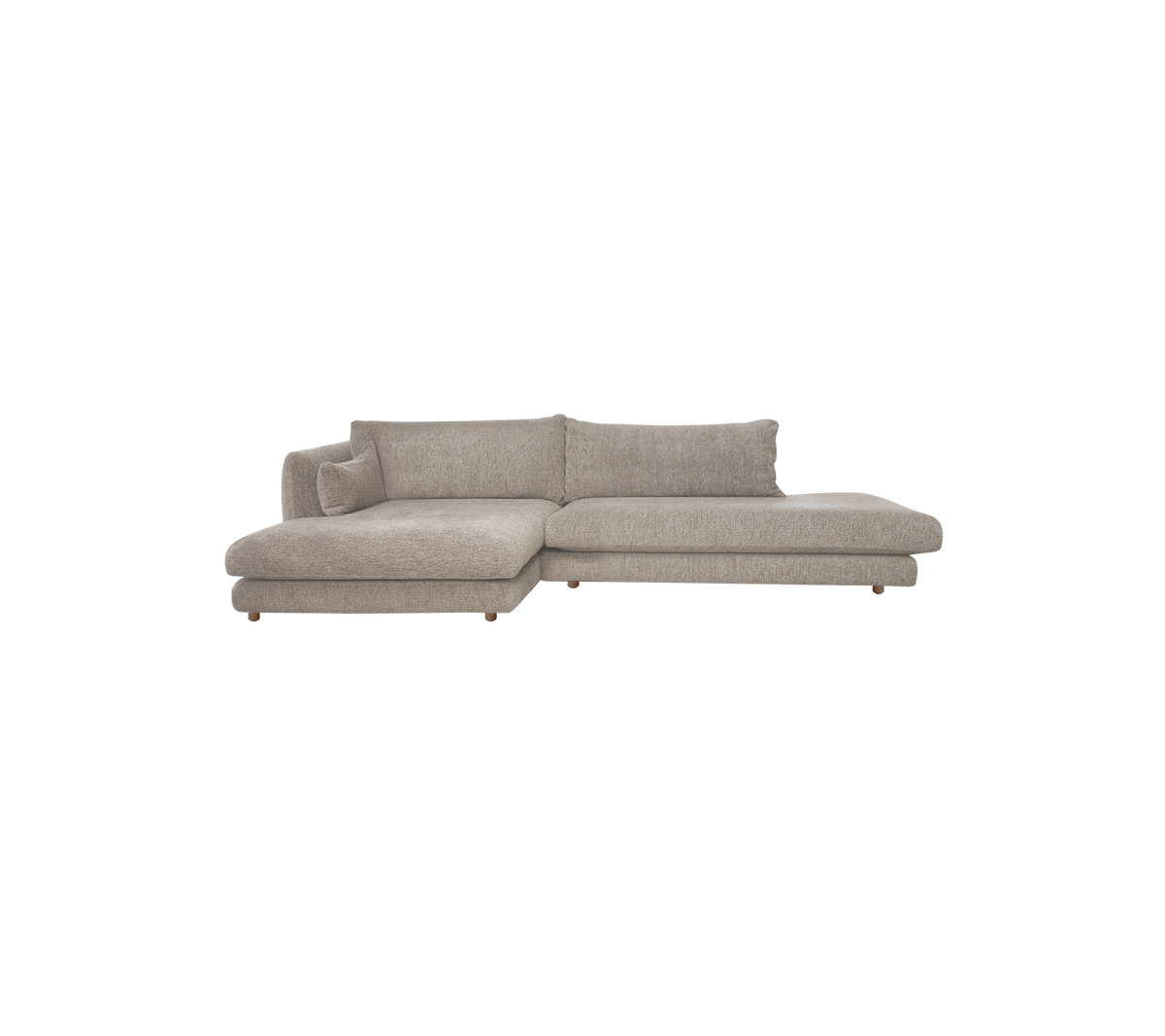 Lysbrun moderne sofa med et avslappet design.
