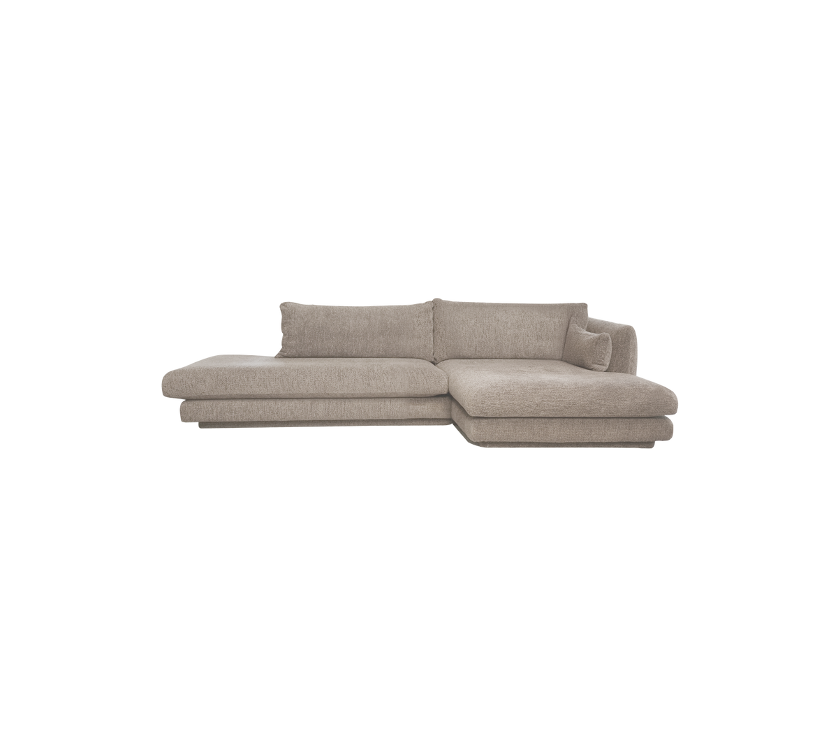Lys brun moderne sofa med seksjonelt design og myke puter.