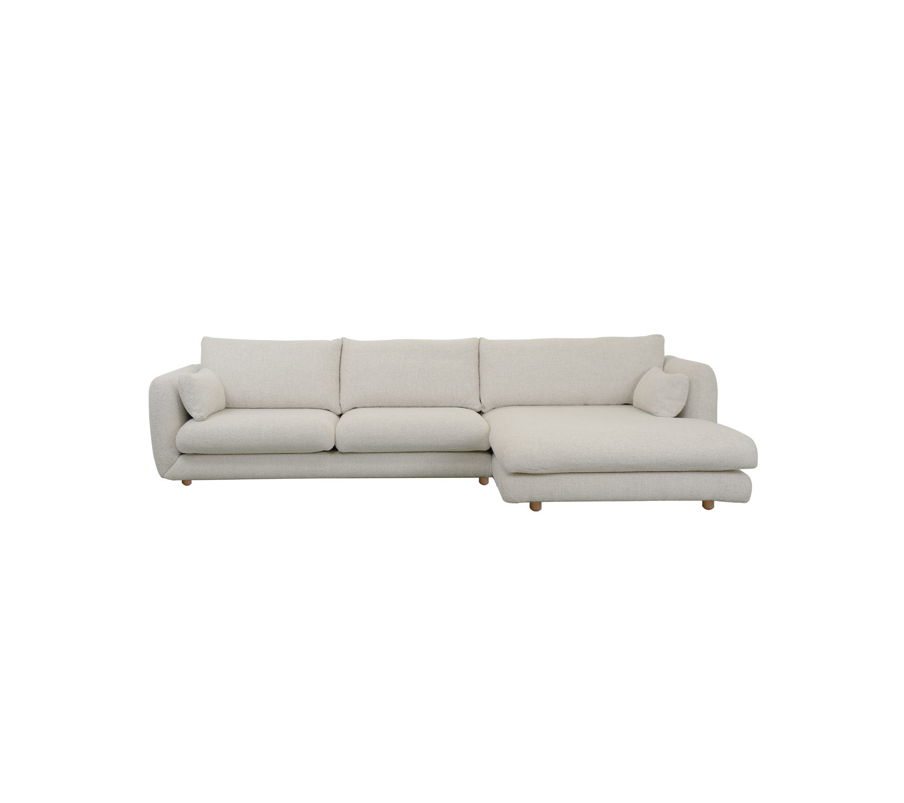 Moderne sandfarget sofa med rene linjer og et minimalistisk design.