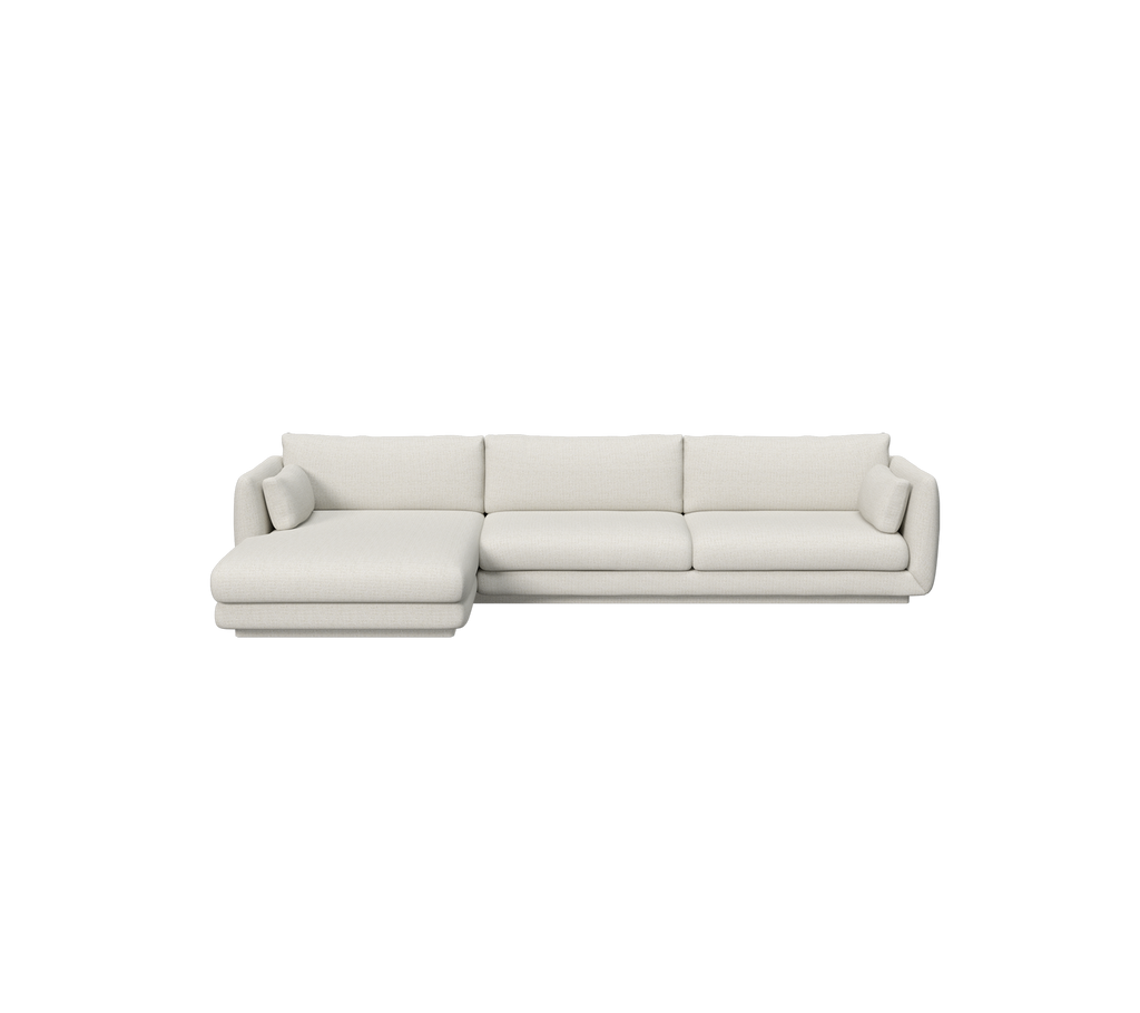 Moderne sandfarget seksjonssofa med et rent design.