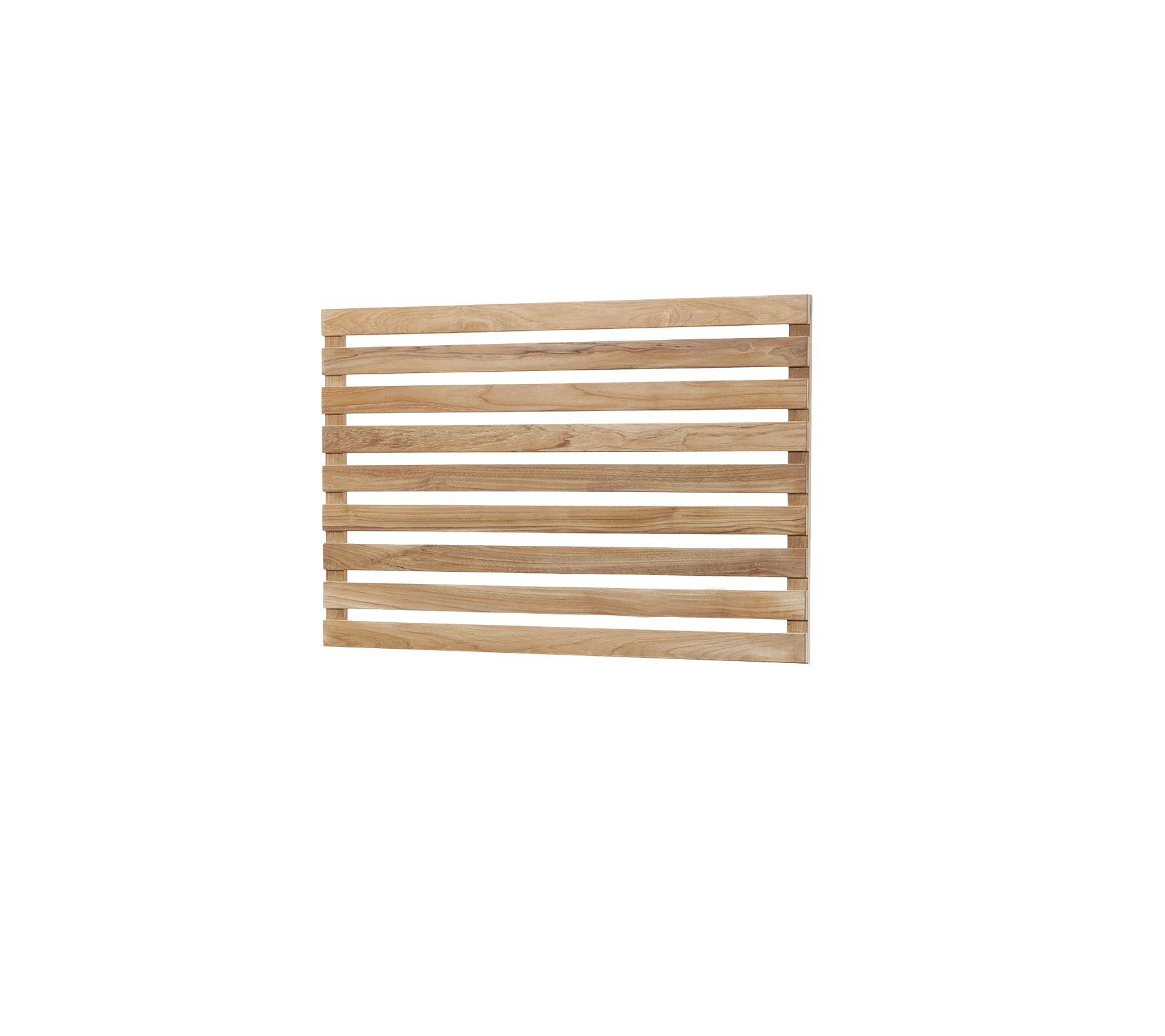 Et trepanel med horisontale stenger, som viser en naturlig finish og et enkelt design som passer til forskjellige bruksområder.